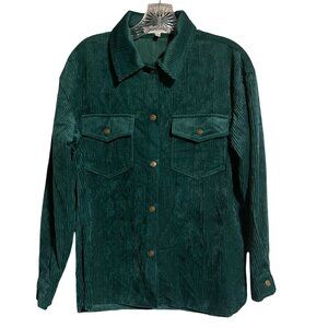 Workshop  Womens Green Lightweight Corduroy Button Up Shacket  Womens S